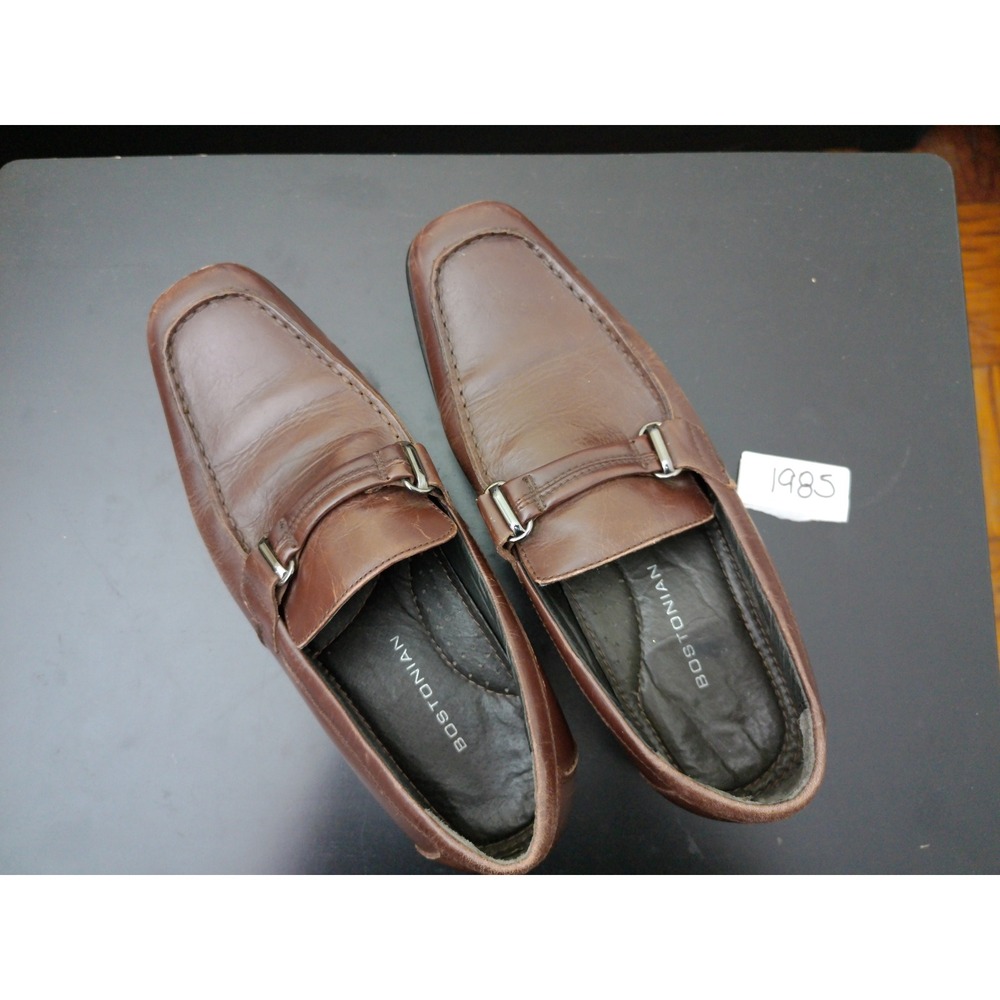 Bostonian Bit Loafers Mens 8.5M Brown Leather Square Moc Toe Professional